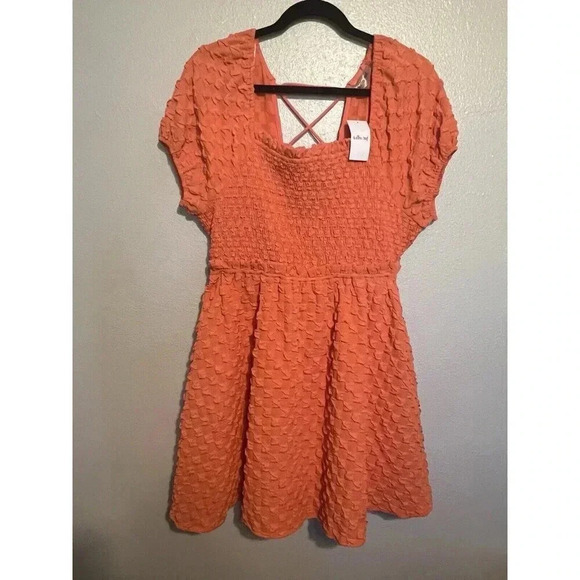 Willow Dresses & Skirts - Willow Root Smocked Orange Lace-Up Mini Dress Women’s Size XLarge